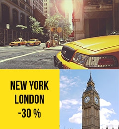 New York, London : -30 %
